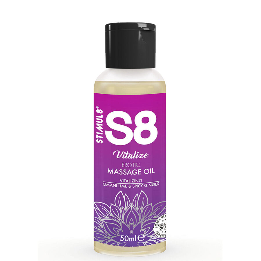 Olio da massaggio STIMUL8 S8 Vitalize al lime e zenzero, 50 ml