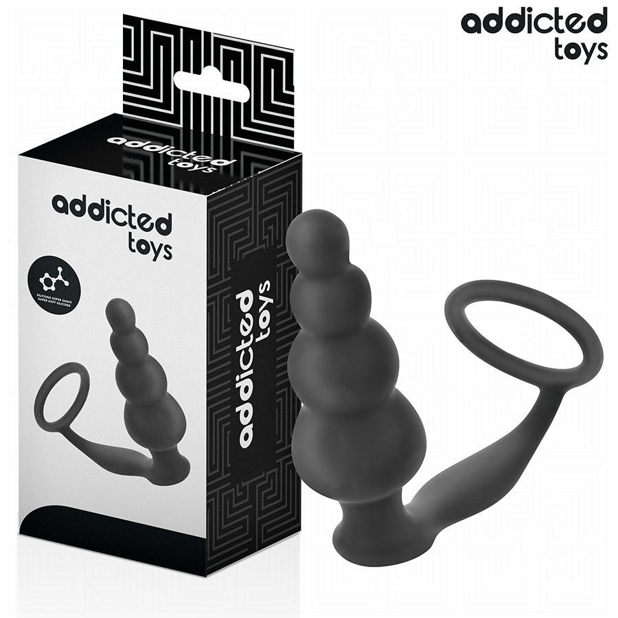 Plug anale con anello per i testicoli per una stimolazione intensa in silicone, 235 mm ADDICTED TOYS