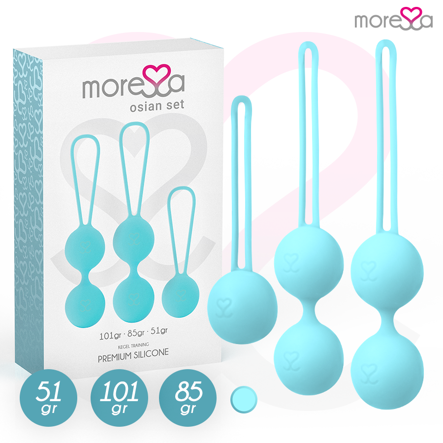 Set di palline per esercizi del pavimento pelvico MORESSA OSIAN in silicone, turchese