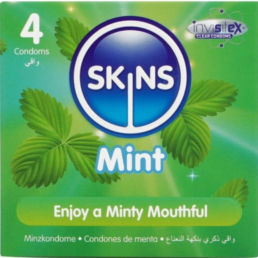 Preservativi SKINS Mint aromatizzati, 4 pezzi