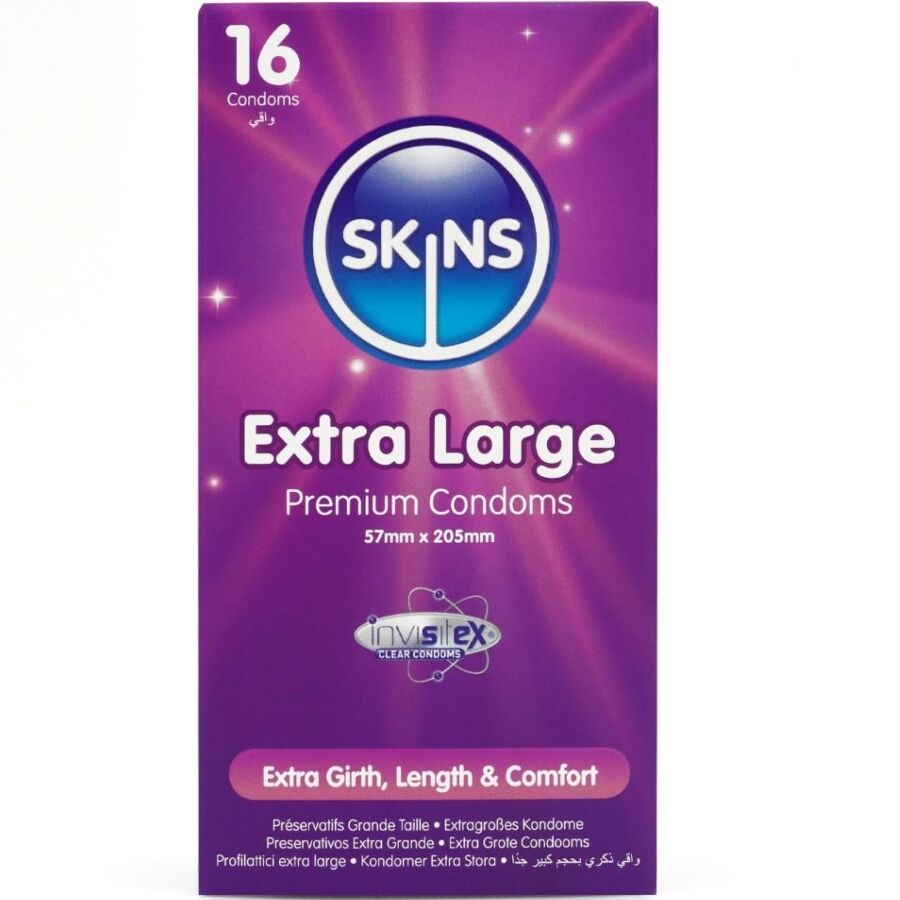 Preservativi premium SKINS Extra Large, 16 pezzi