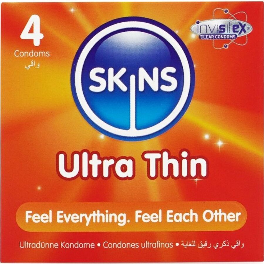 Preservativi SKINS Ultra Thin sottili, 4 pezzi