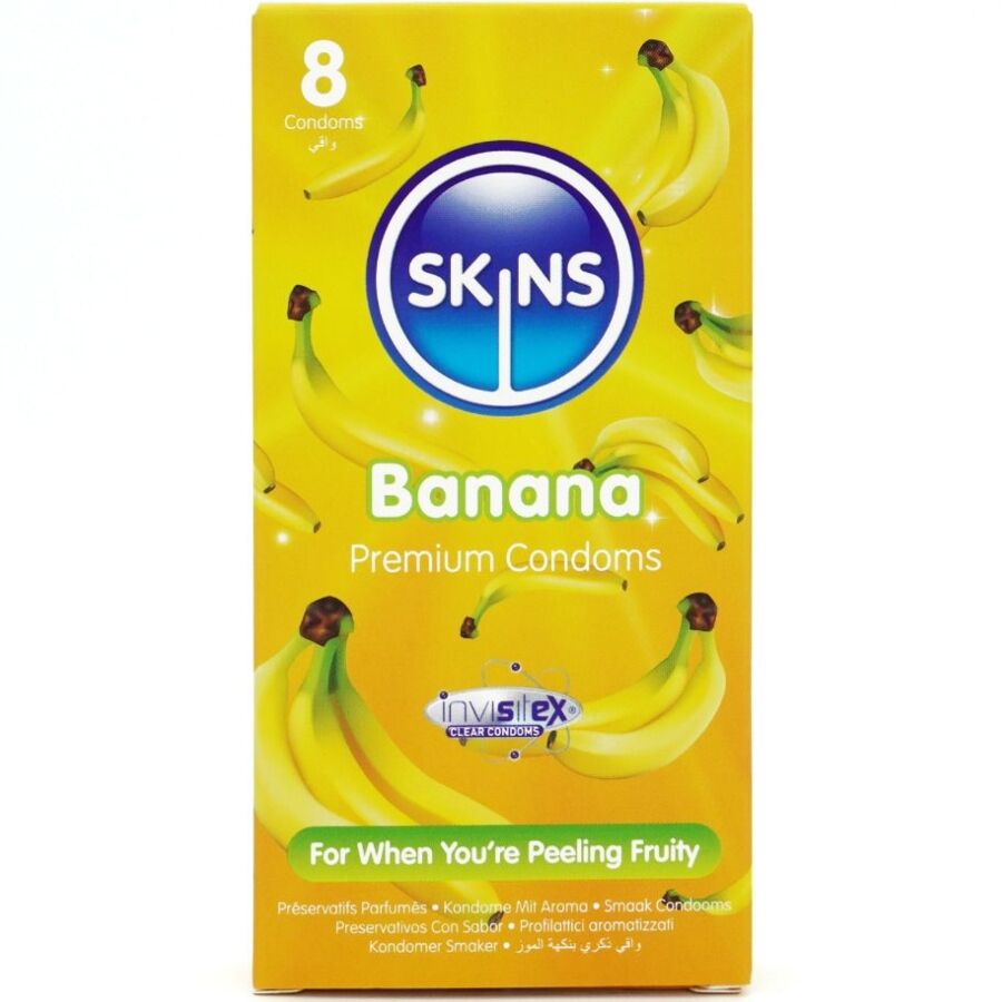 Preservativi SKINS al gusto di banana, 8 pezzi