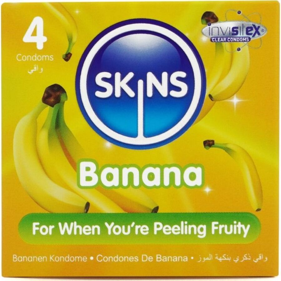 Preservativi SKINS Banana Premium aromatizzati, 4 pezzi