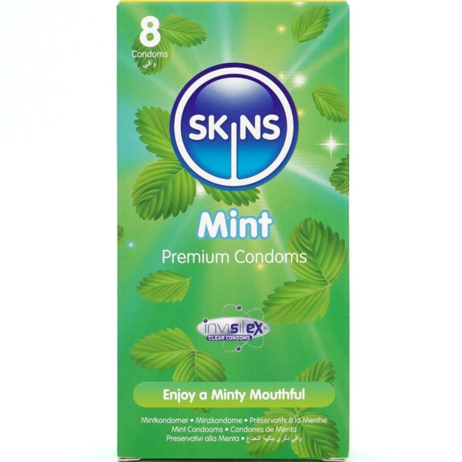 Preservativi SKINS alla menta, 8 pezzi