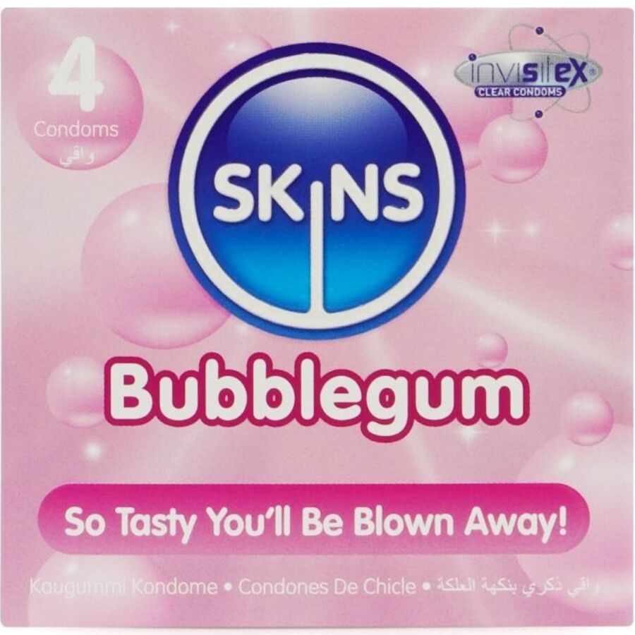 Preservativi SKINS al gusto bubblegum, 4 pezzi