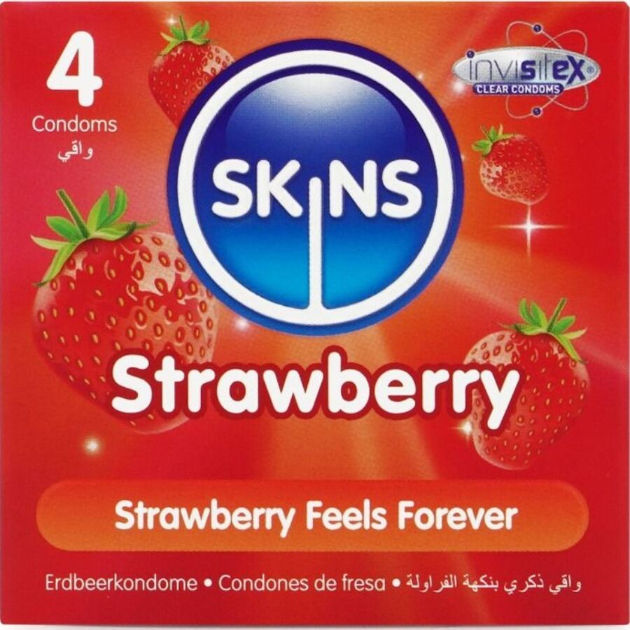 Preservativi SKINS alla fragola, 4 pezzi
