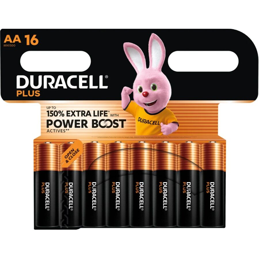 DURACELL PLUS POWER BOOST AA BATTERIE ALCALINE LR6 BLISTER x 16