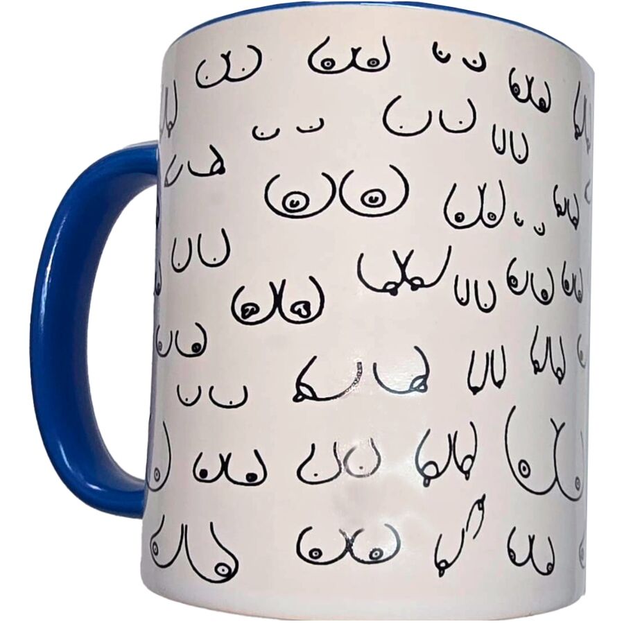 Tazza DIABLO PICANTE in ceramica con illustrazioni di seni, 370 ml