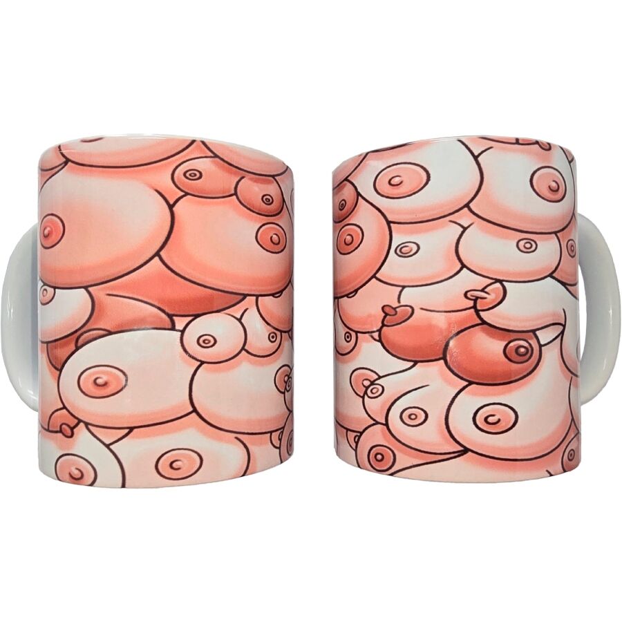 Tazza in ceramica Diablo Picante con illustrazioni colorate di seni