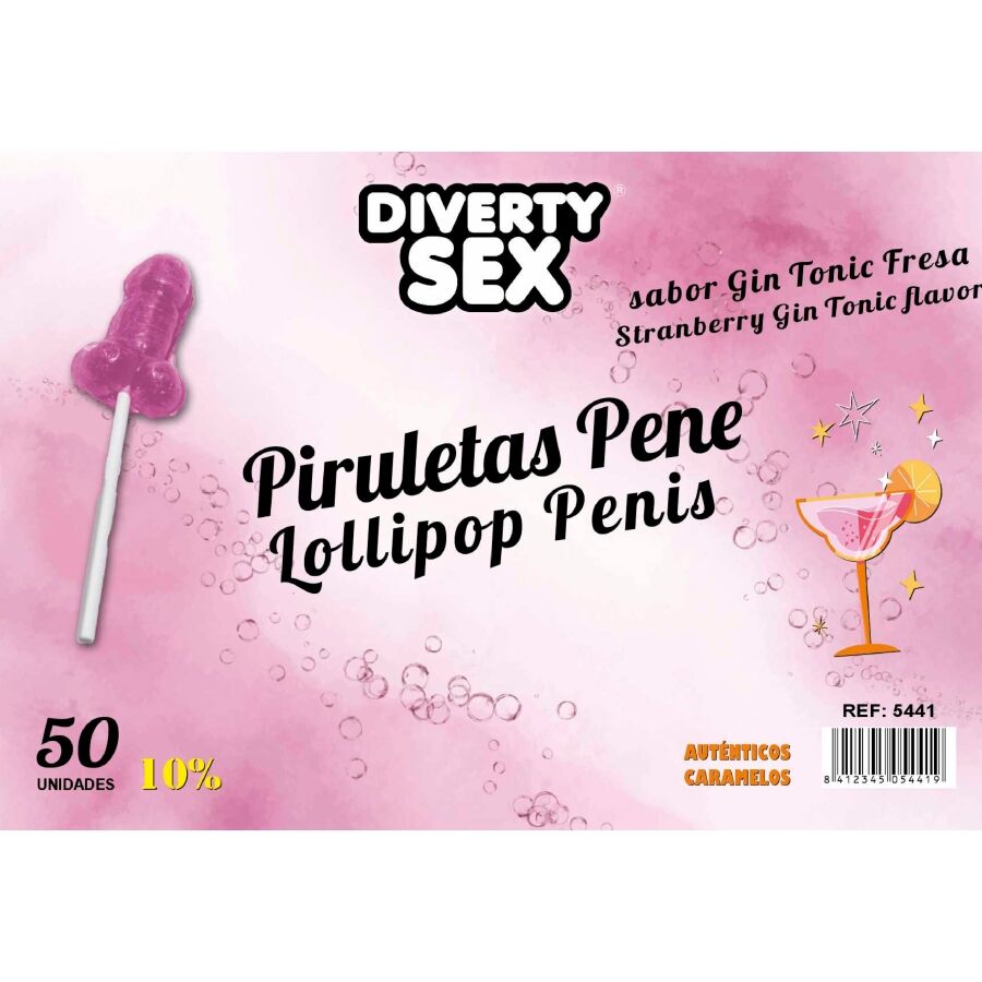 DIABLO GOLOSO Lecca lecca a forma di pene al gusto di gin tonic alla fragola