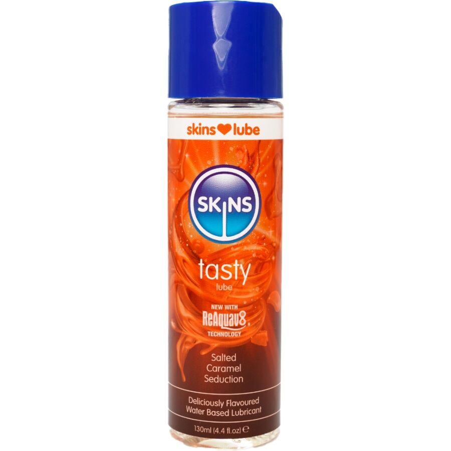 SKINS Tasty lubrificante aromatizzato al caramello salato, 130 ml