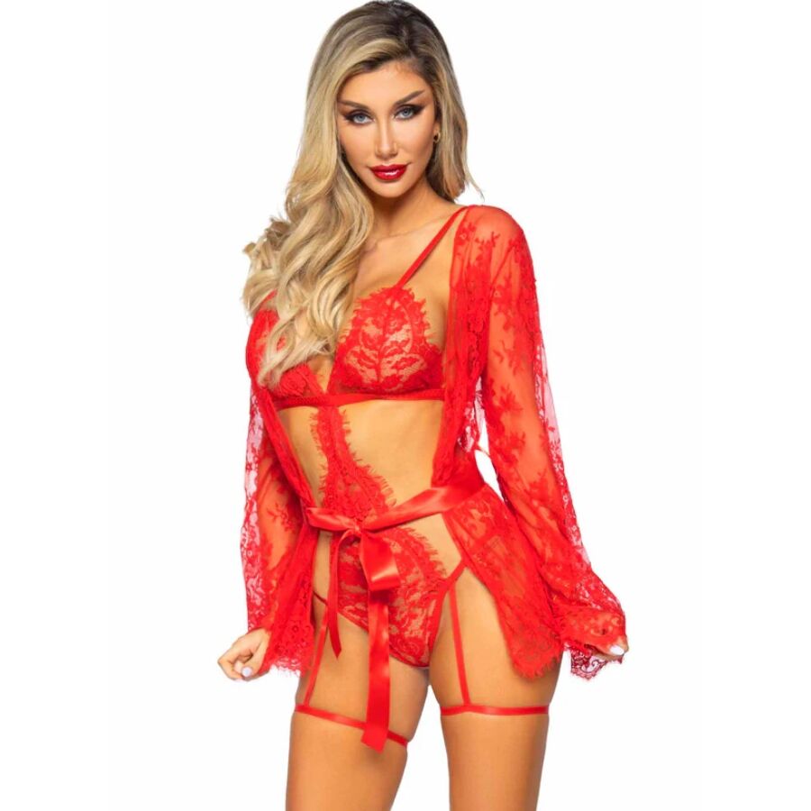 Completo lingerie Leg Avenue con body e vestaglia