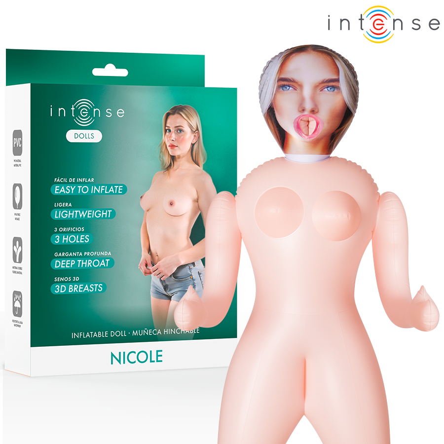 Intense Dolls Nicole bambola gonfiabile per adulti con tre aperture