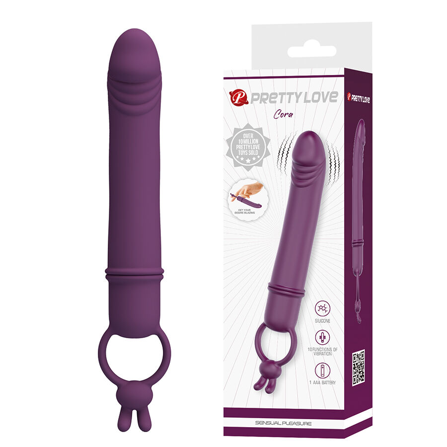 Vibratore Pretty Love Cora a forma di pene con anello per tenerlo