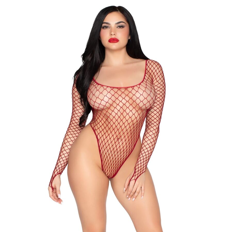Body lingerie rosso Leg Avenue in tulle a rete larga