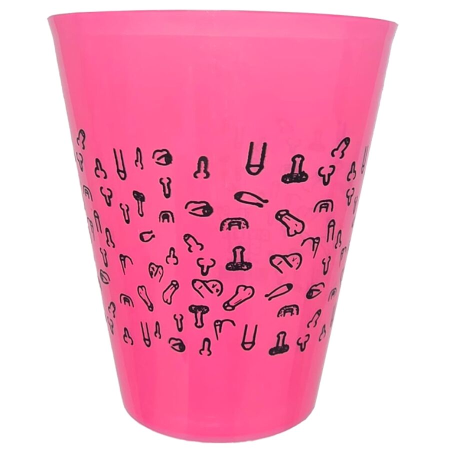 Bicchiere DIABLO PICANTE, 500 ml, fucsia con motivi a forma di pene