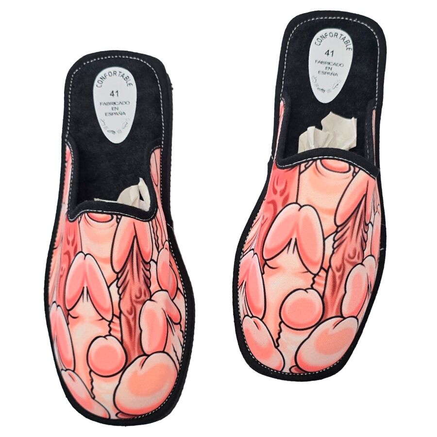 Pantofole Diablo Picante con design a forma di pene, taglie 39–41