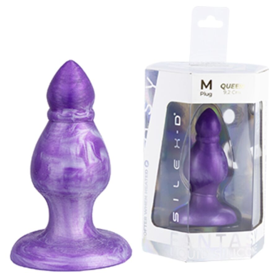 Silexd Queen Plug Anale Fantasy In Silicone Liquido Termoreattivo Viola 9,2 Cm