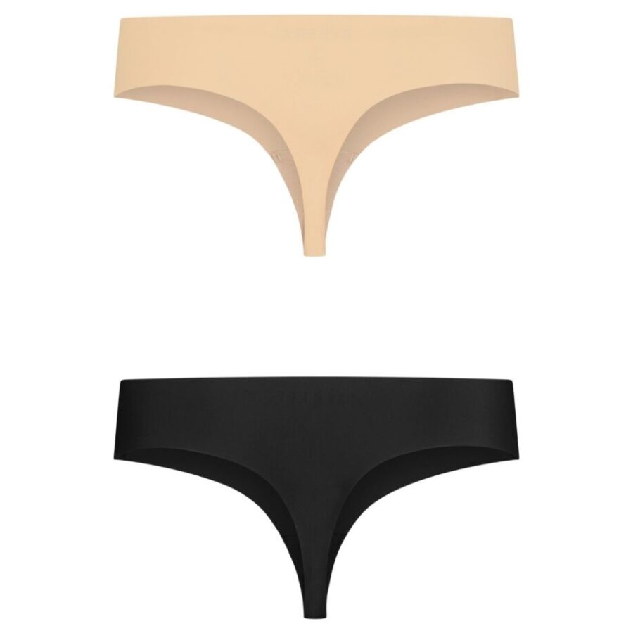 BYE BRA Invisible String, set da 2 perizoma beige e nero