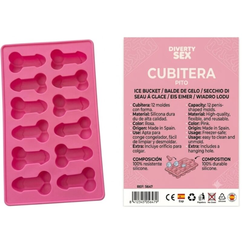 Stampo per ghiaccio Diablo Picante rosa con 12 forme a pene