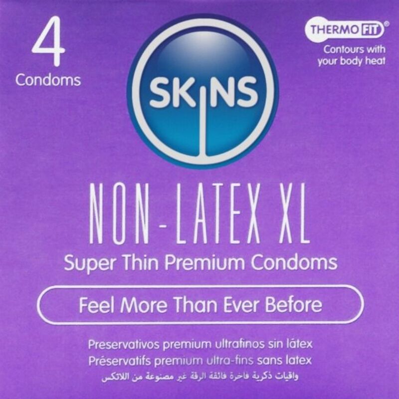 Preservativi SKINS senza lattice XL, 4 pezzi