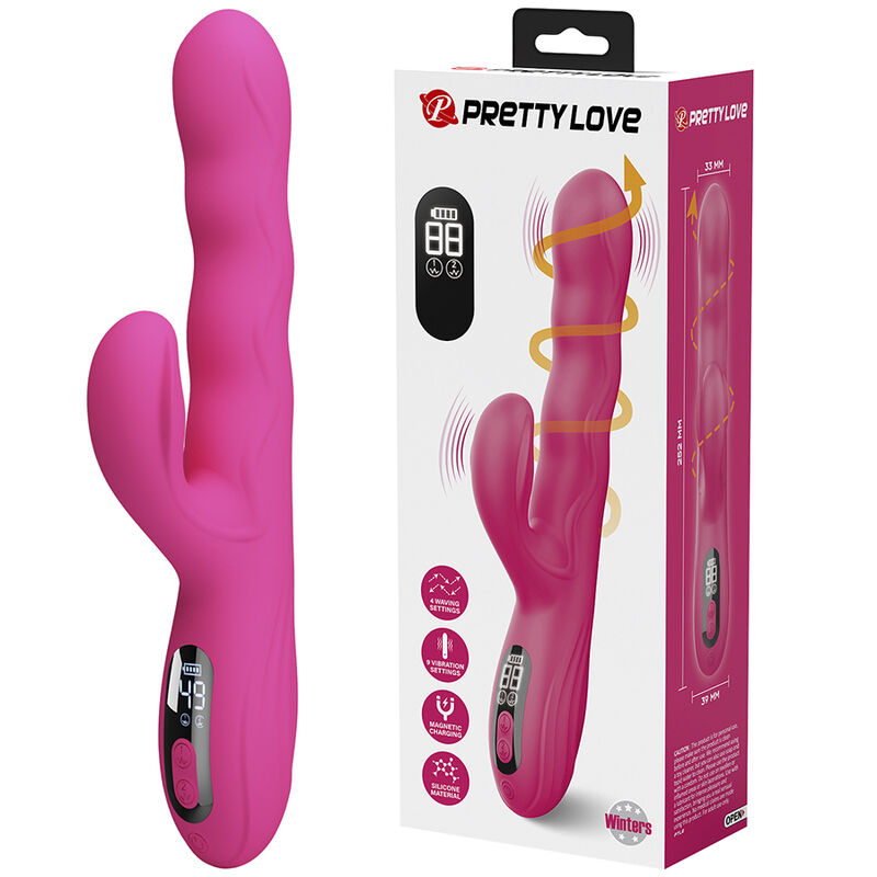 Pretty Love Winters vibratore rabbit con display LED, rosa