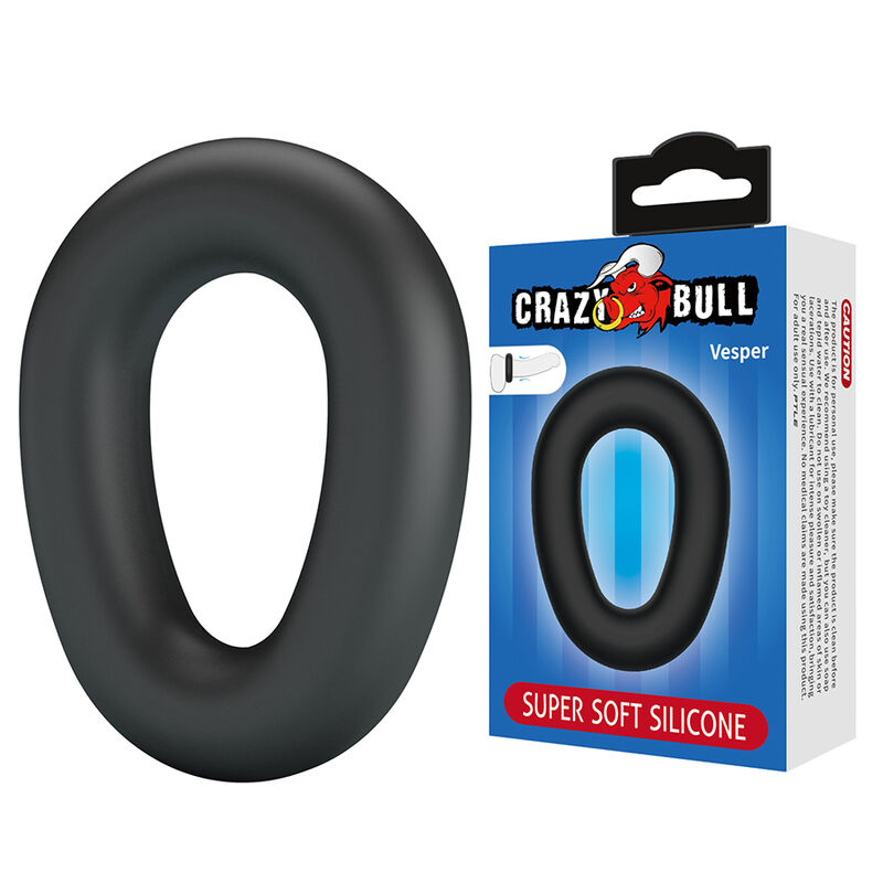 Anello per pene CRAZY BULL Vesper in silicone, senza vibrazione, nero