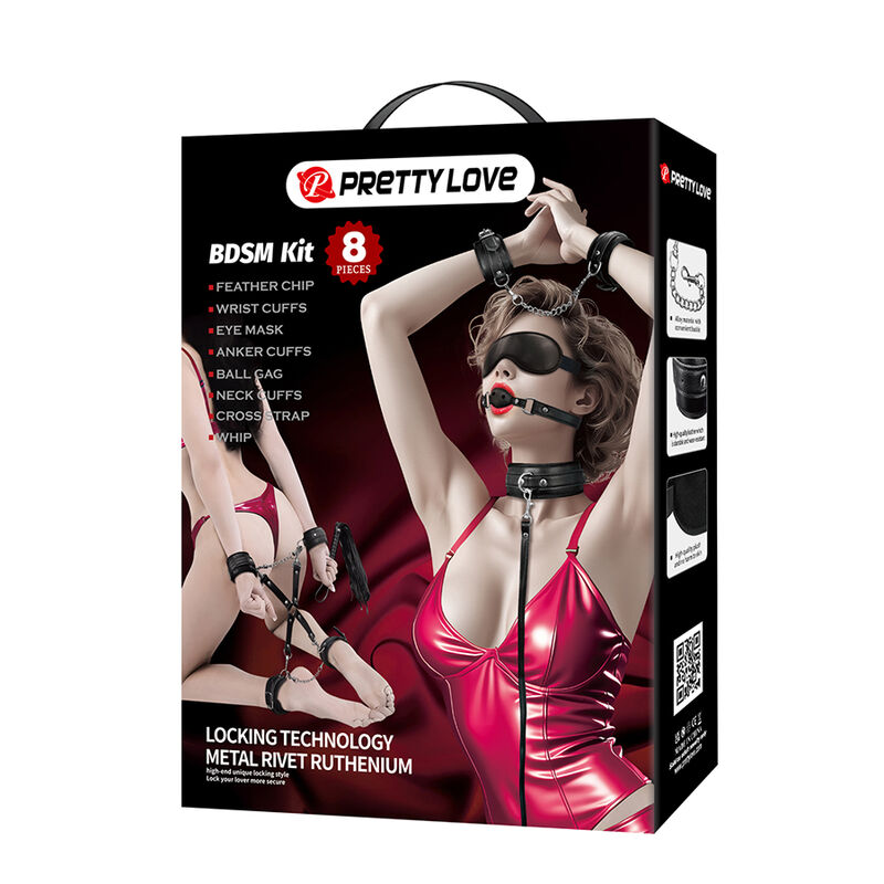 Set BDSM Pretty Love con 8 accessori, nero