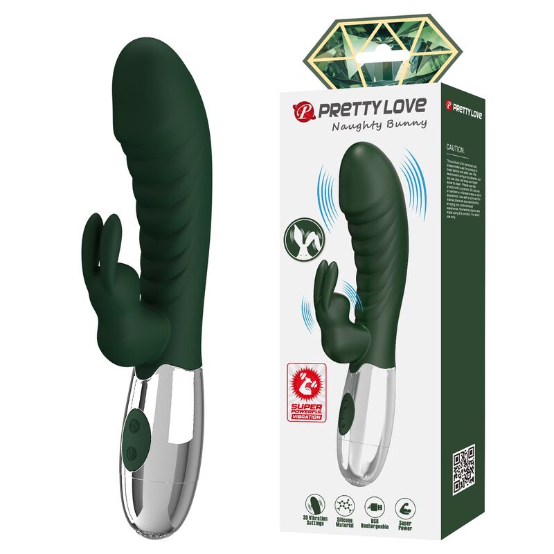 Pretty Love Naughty Bunny, vibratore rabbit verde