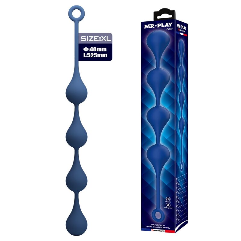 Catena anale MR PLAY in silicone, XL, blu