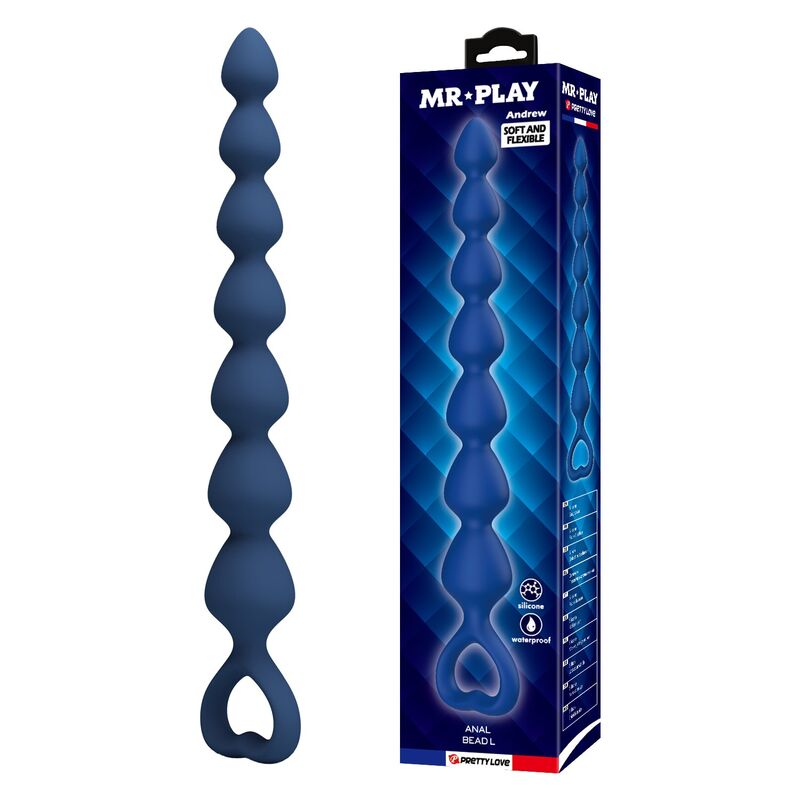 MR PLAY catena anale con plug anale, blu, 26,7 cm