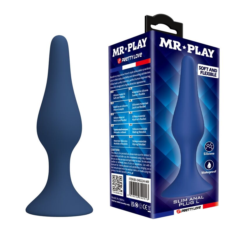 Plug anale MR PLAY Slim in silicone, blu, taglia L