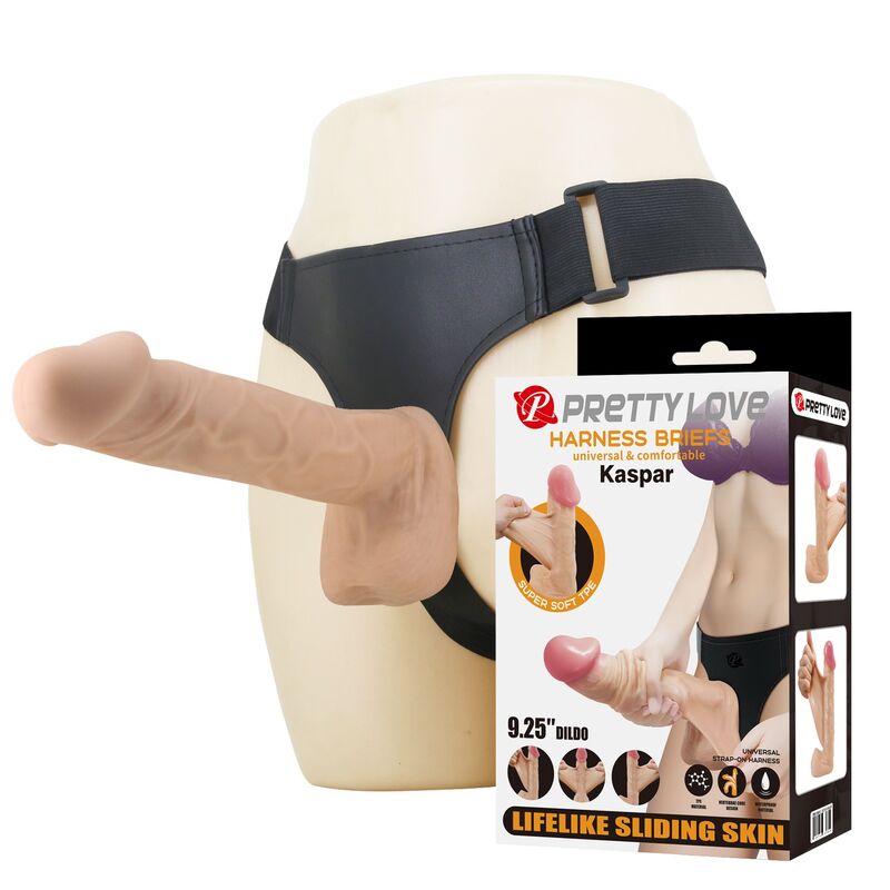 Set strap on PRETTY LOVE Kaspar con dildo flessibile, 21 cm