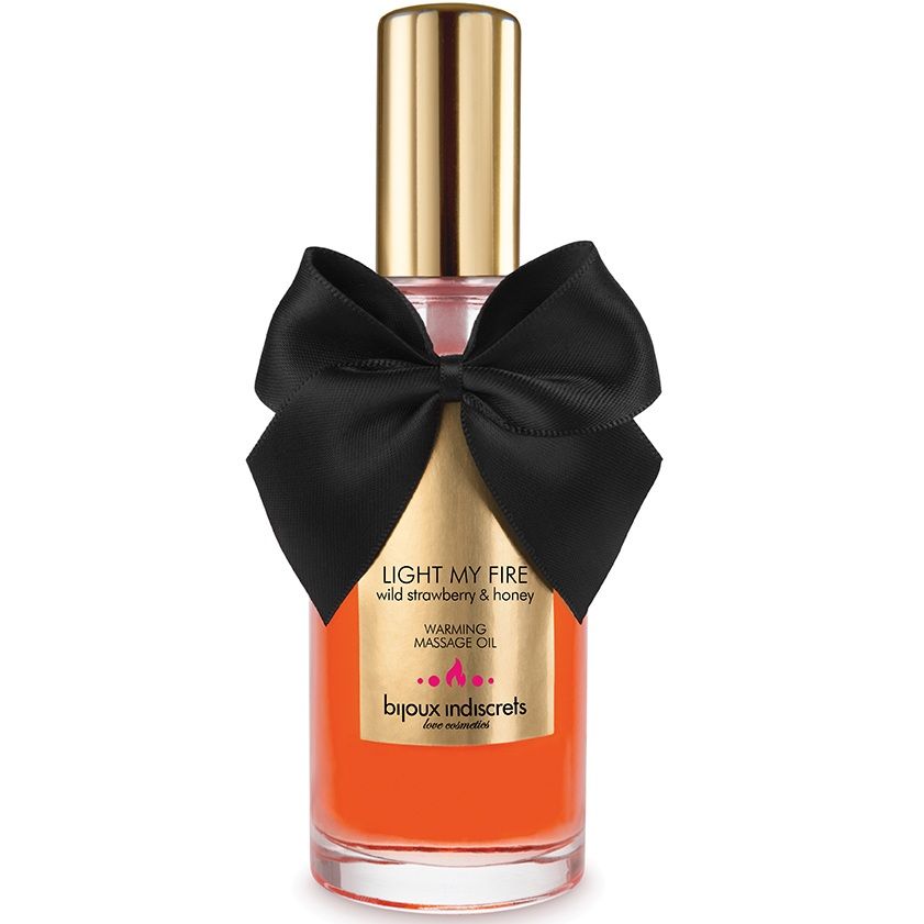 Olio da massaggio Bijoux Indiscrets con effetto riscaldante e profumo di fragolina di bosco