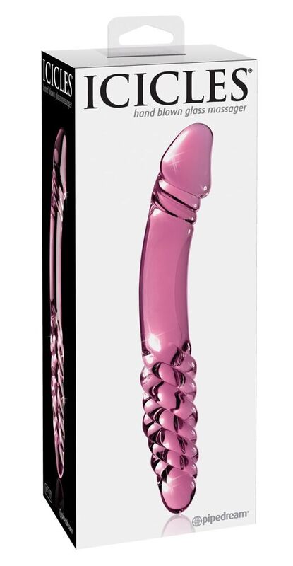 Dildo in vetro ICICLES N. 57, a doppia estremità