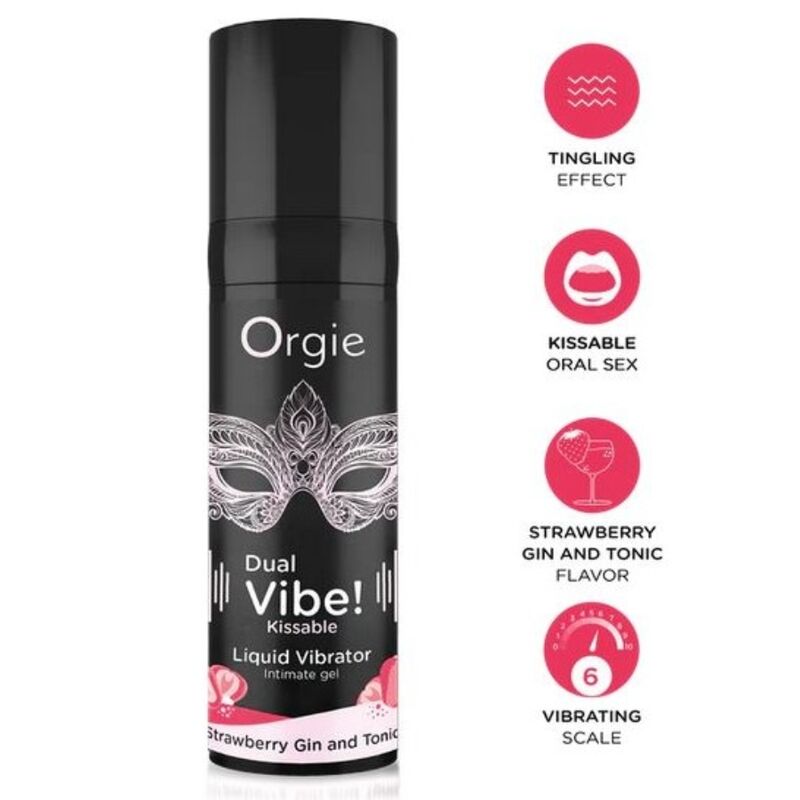 Gel stimolante ORGIE Dual Vibe al gusto fragola e Gin Tonic, 15 ml