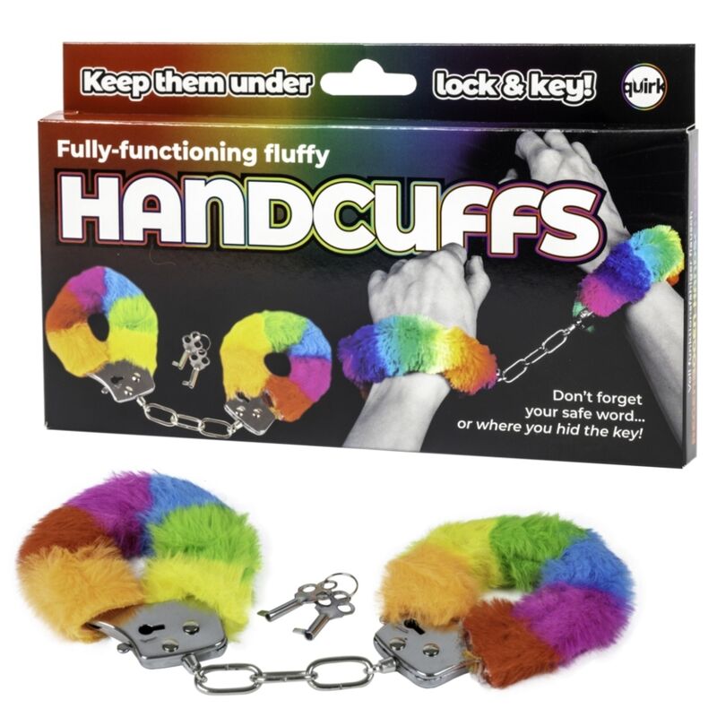 Manette in metallo con peluche arcobaleno per giochi bondage soft SPENCER FLEETWOOD