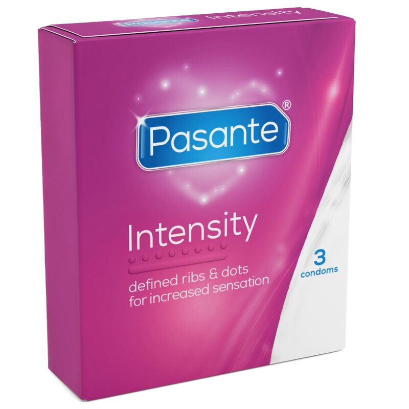 Preservativi Pasante Ribs & Dots Intensity con nervature, 3 pezzi