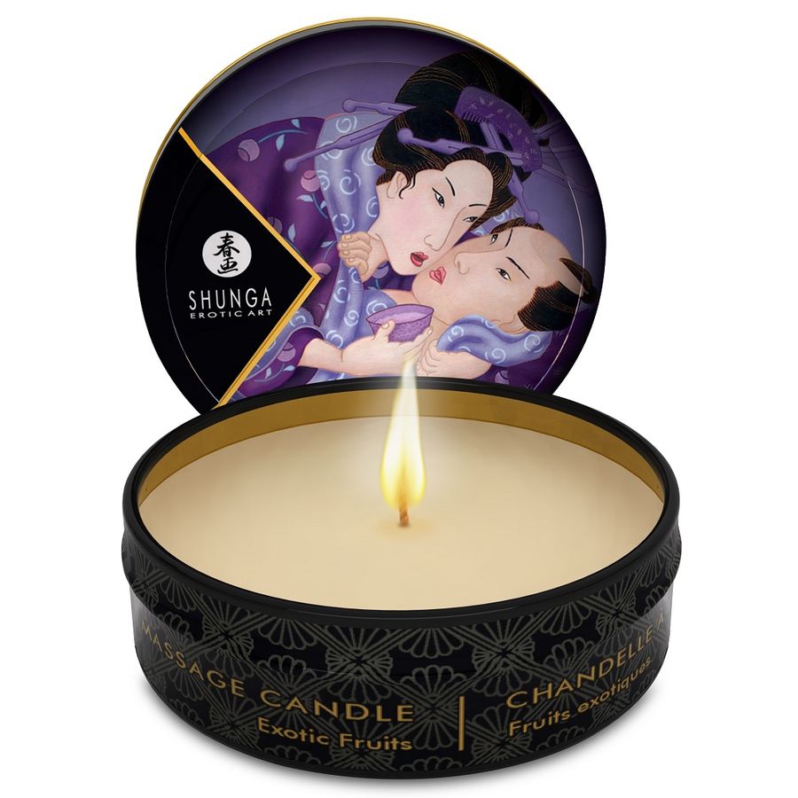 Candela da massaggio Shunga Mini Caress al profumo di frutti esotici, 30 ml