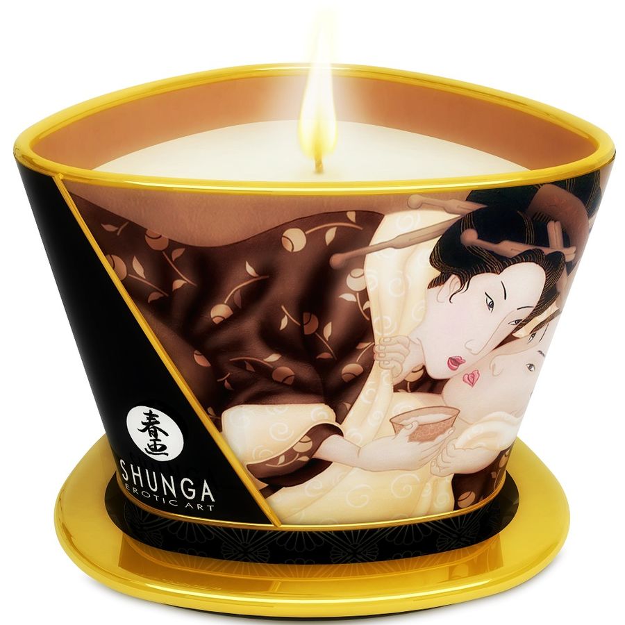 Candela da massaggio Shunga Mini Caress al cioccolato, 170 ml