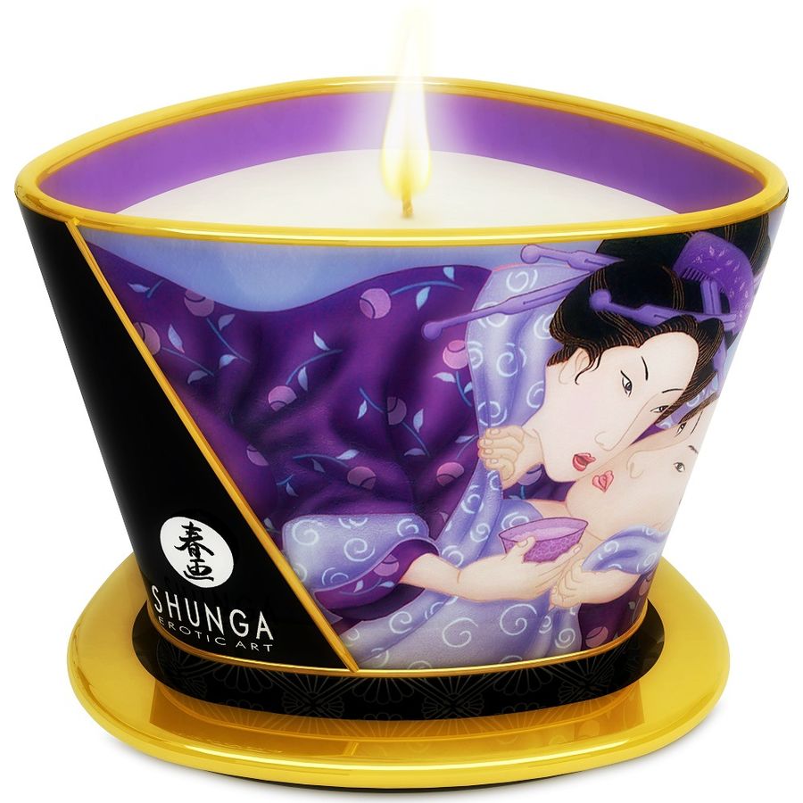 Candela da massaggio Shunga Mini Caress al profumo esotico di frutta, 170 ml