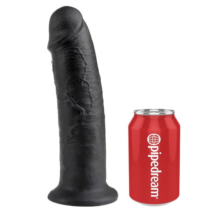 Dildo realistico KING COCK con ventosa, nero, 25 cm