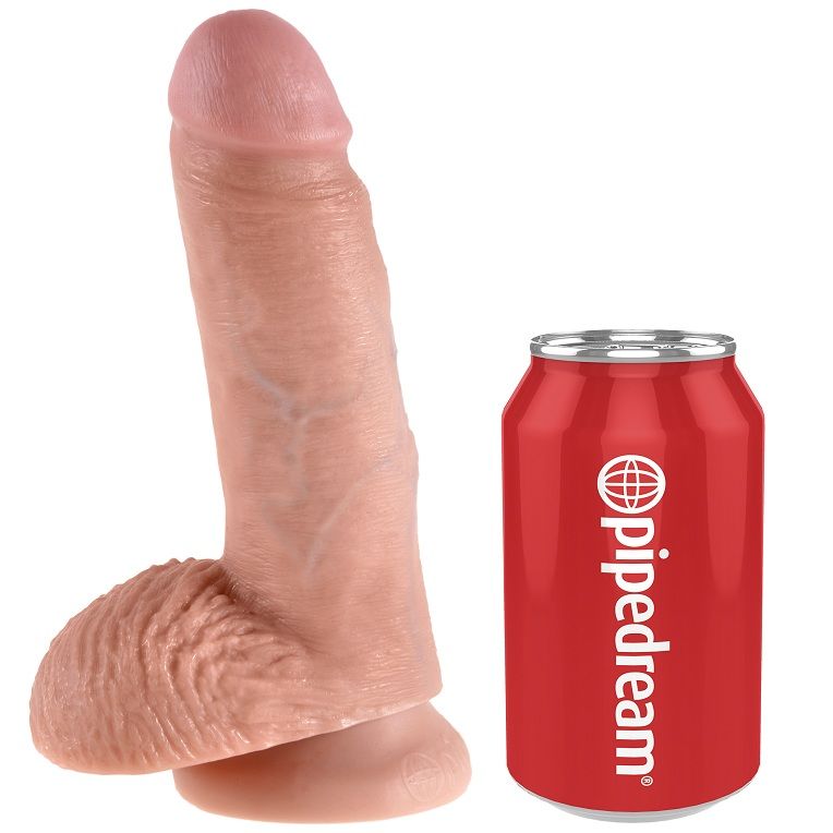 Dildo KING COCK con ventosa e testicoli, 17,8 cm