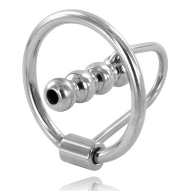 METAL HARD anello per pene in acciaio con plug uretrale