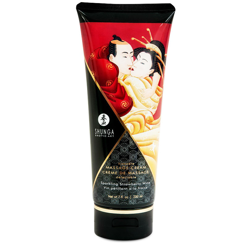 Crema da massaggio Shunga alla fragola e Cava, 200 ml