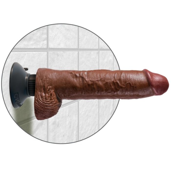 KING COCK vibratore realistico con ventosa, 25,5 cm, marrone