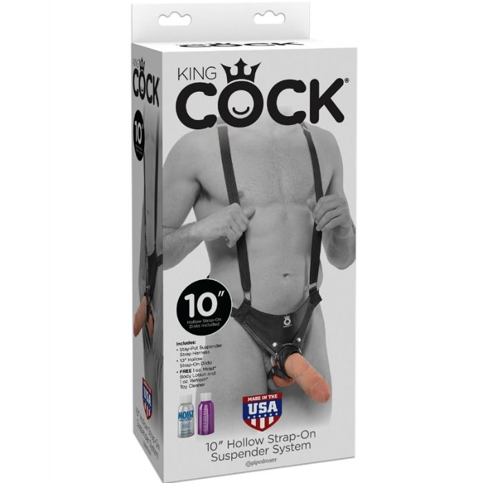 KING COCK dildo strap on con asta cava e harness nero
