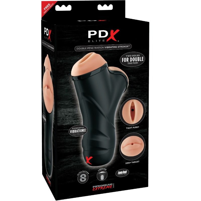 Masturbatore vibrante PDX ELITE con due aperture