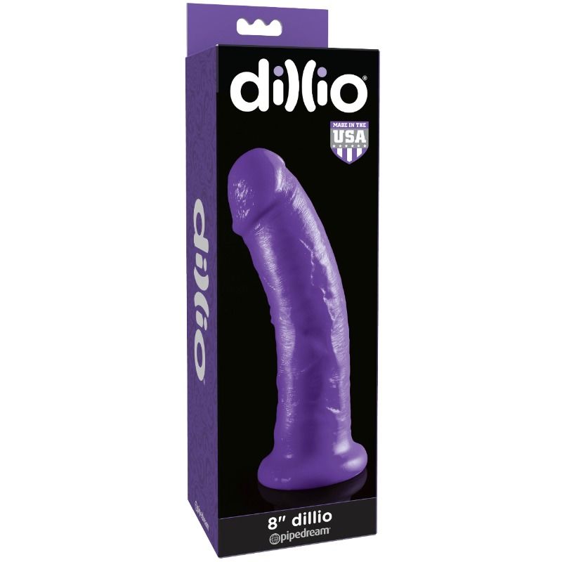Dildo DILLIO con ventosa, 20,32 cm, viola